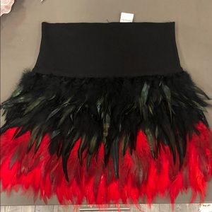 Black and Red Feather Mini Skirt
